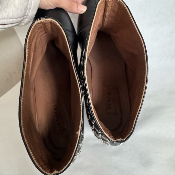 Alaia Paris Black Leather Booties with Silver Studs - Picture 12 of 12